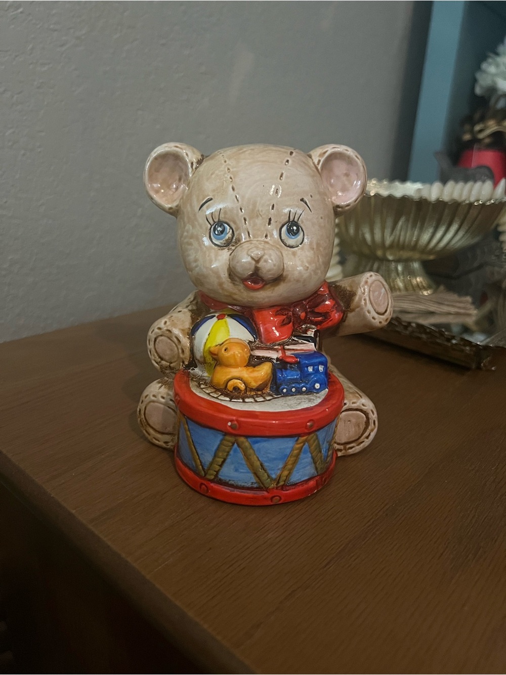 Vintage 1981 teddy bear piggy bank